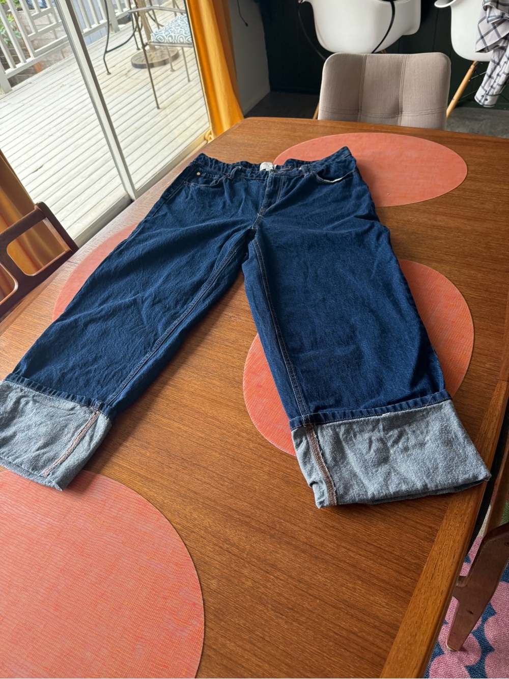 Kate Spade Dark Blue Crop Cuffed Jeans